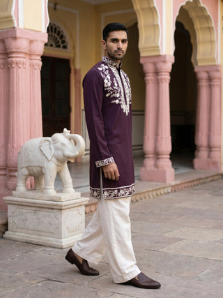 Premium Japanese Fabric Embroidered Kurta with Korean Pants