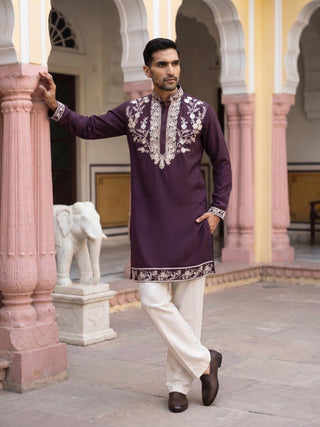 Premium Japanese Fabric Embroidered Kurta with Korean Pants