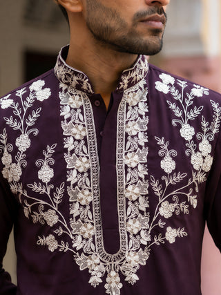 Premium Japanese Fabric Embroidered Kurta with Korean Pants