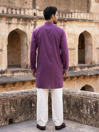 Cotton Blend Floral Embroidered Kurta Set