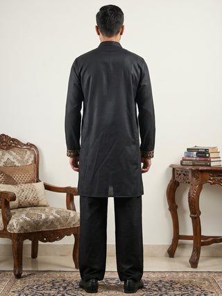 Cotton Blend Floral Embroidered Kurta Set