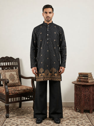 Premium Printed & Thread Work Kurta with Korean Pants