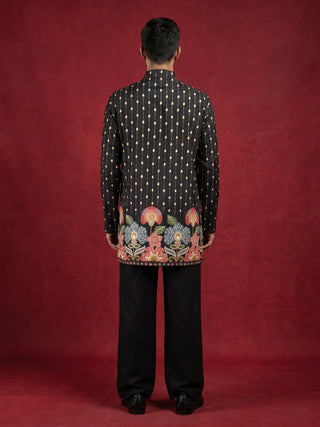 Men's Floral Printed Kurta with Korean Pants