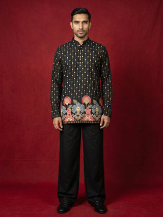 Men's Floral Printed Kurta with Korean Pants