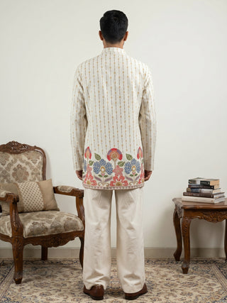Men's Floral Printed Kurta with Korean Pants