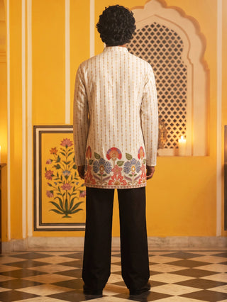 Men's Floral Printed Kurta with Korean Pants