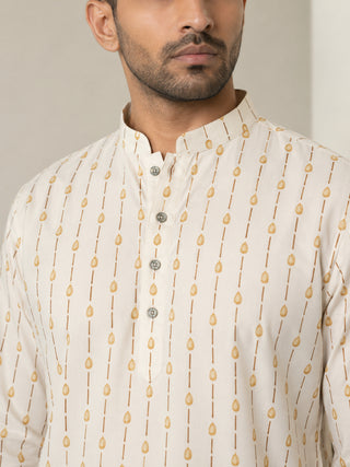 Men's Floral Printed Kurta with Korean Pants