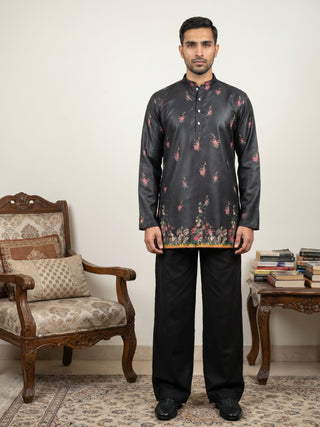 Men's Floral Printed Kurta with Korean Pants