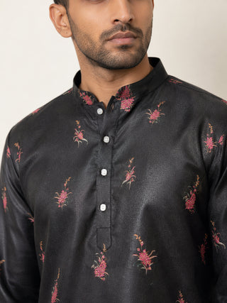 Men's Floral Printed Kurta with Korean Pants