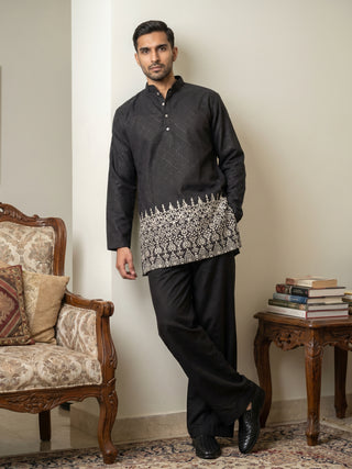 Men's Ethnic Printed & Thread Work Kurta with Korean Pants