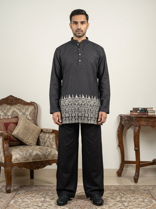 Men's Ethnic Printed & Thread Work Kurta with Korean Pants