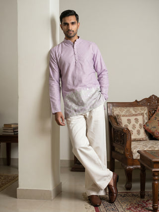 Men's Ethnic Printed & Thread Work Kurta with Korean Pants