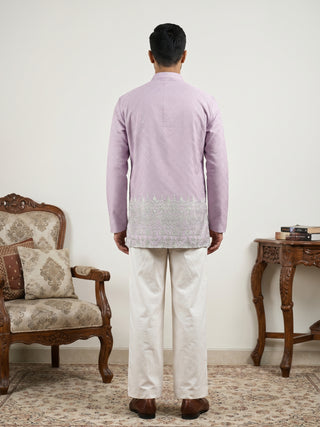 Men's Ethnic Printed & Thread Work Kurta with Korean Pants