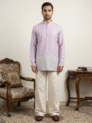 Men's Ethnic Printed & Thread Work Kurta with Korean Pants