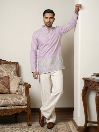 Men's Ethnic Printed & Thread Work Kurta with Korean Pants