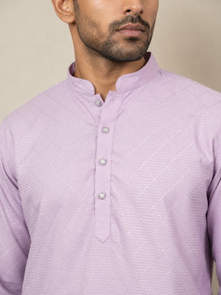 Men's Ethnic Printed & Thread Work Kurta with Korean Pants