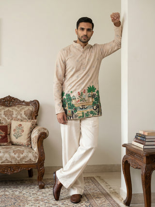 Premium Cotton Blend Printed Ethnic Kurta with Korean Pants