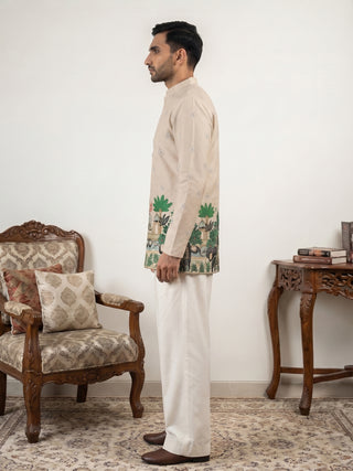 Premium Cotton Blend Printed Ethnic Kurta with Korean Pants
