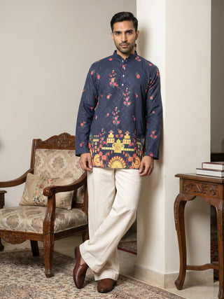 Premium Cotton Blend Printed Ethnic Kurta with Korean Pants