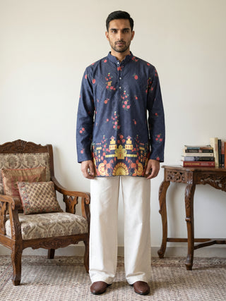 Premium Cotton Blend Printed Ethnic Kurta with Korean Pants