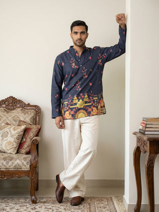Premium Cotton Blend Printed Ethnic Kurta with Korean Pants