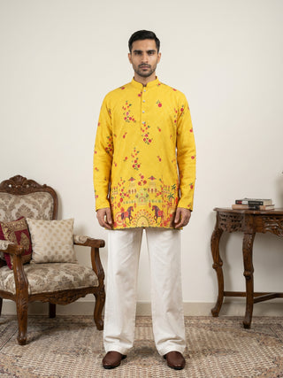 Premium Cotton Blend Printed Ethnic Kurta with Korean Pants