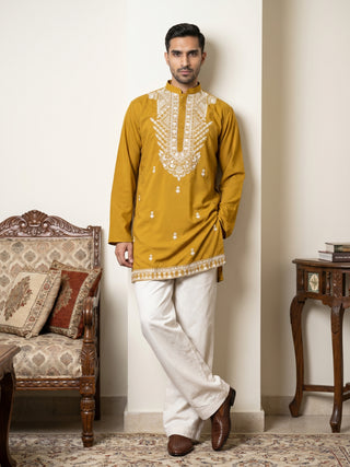 Japanese Fabric Embroidered Ethnic Kurta with Korean Pants