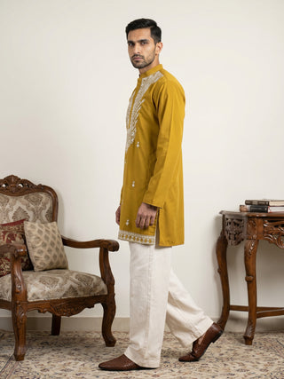 Japanese Fabric Embroidered Ethnic Kurta with Korean Pants