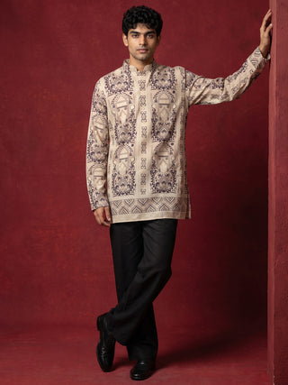 Cotton Blend Ethnic Printed Kurta with Korean Pants