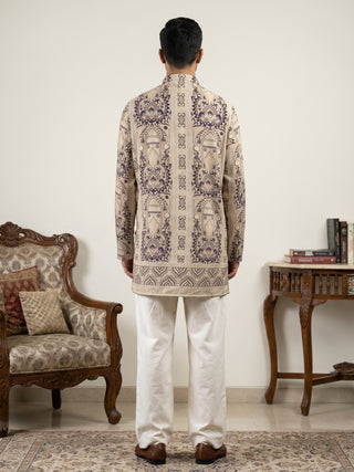 Cotton Blend Ethnic Printed Kurta with Korean Pants