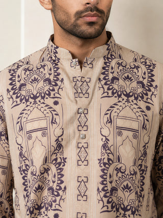 Cotton Blend Ethnic Printed Kurta with Korean Pants