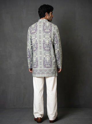 Cotton Blend Ethnic Printed Short Kurta with Korean Pants