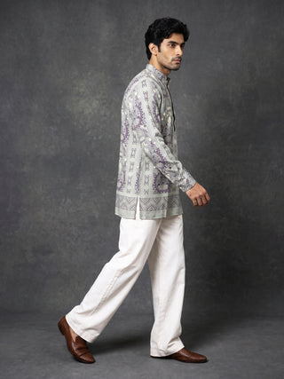 Cotton Blend Ethnic Printed Short Kurta with Korean Pants