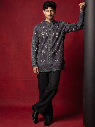 Cotton Blend Ethnic Printed Kurta with Korean Pants