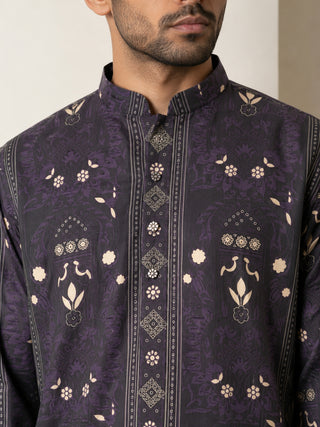 Cotton Blend Ethnic Printed Kurta with Korean Pants