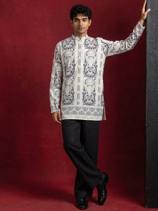 Cotton Blend Ethnic Printed Kurta with Korean Pants