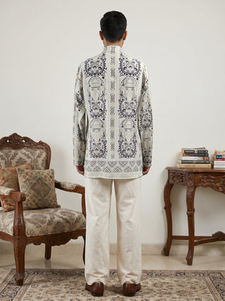 Cotton Blend Ethnic Printed Kurta with Korean Pants
