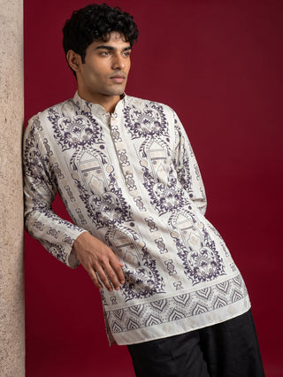 Cotton Blend Ethnic Printed Kurta with Korean Pants