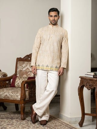Men's Traditional Printed Kurta with Korean Pants Set