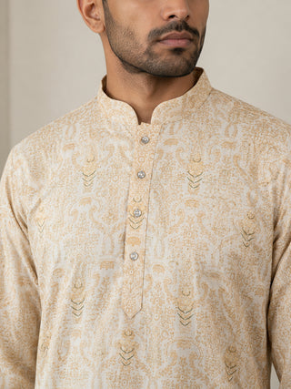 Men's Traditional Printed Kurta with Korean Pants Set