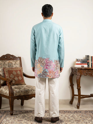 Cotton Floral Printed Kurta with Korean Pants Set