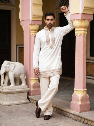 Japanese Fabric Embroidered Kurta with Korean Pant Set