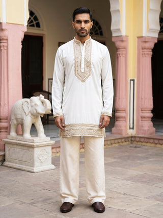 Japanese Fabric Embroidered Kurta with Korean Pant Set
