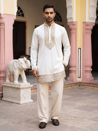 Japanese Fabric Embroidered Kurta with Korean Pant Set