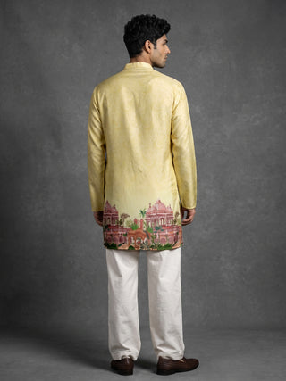 Cotton Blend Ethnic Printed Short Kurta with Korean Pants
