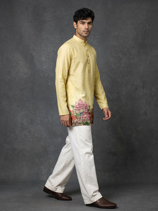 Cotton Blend Ethnic Printed Short Kurta with Korean Pants