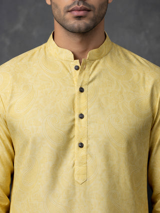 Cotton Blend Ethnic Printed Short Kurta with Korean Pants