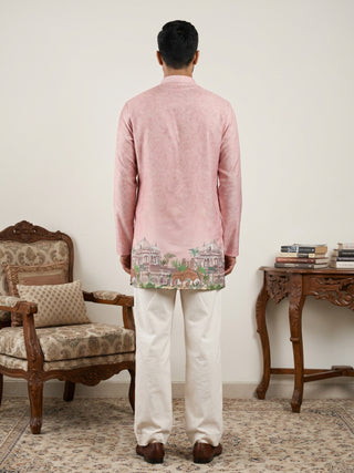 Cotton Blend Ethnic Printed Kurta with Korean Pant Set