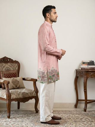Cotton Blend Ethnic Printed Kurta with Korean Pant Set