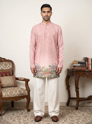 Cotton Blend Ethnic Printed Kurta with Korean Pant Set